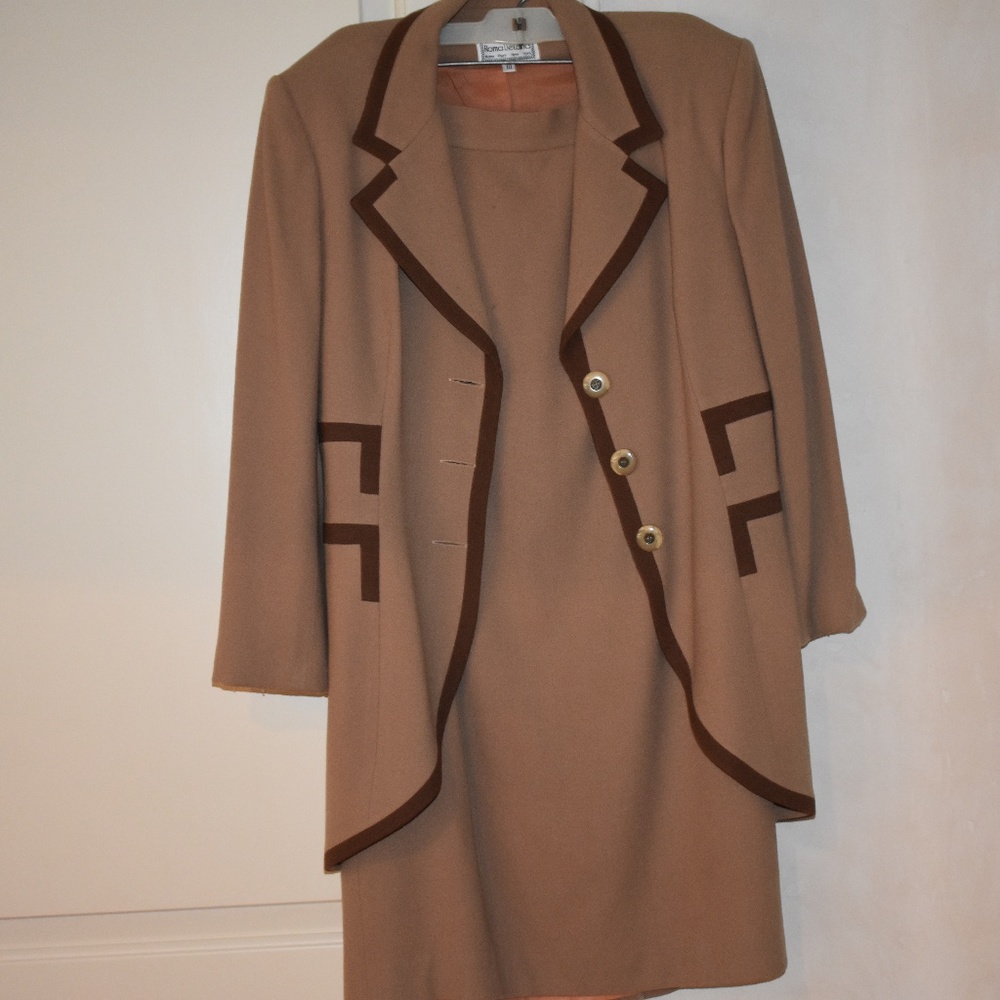 Beige Suit Jacket and Skirt Set